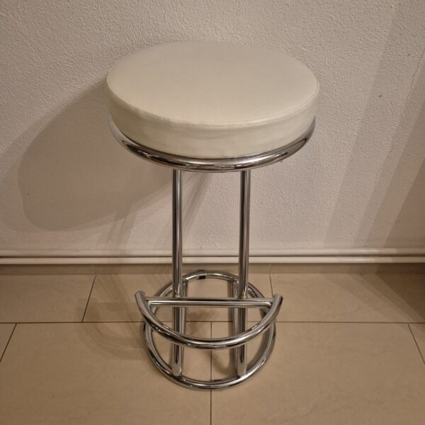 Barhocker weiß mit Sitzpolster (Stapelbar)